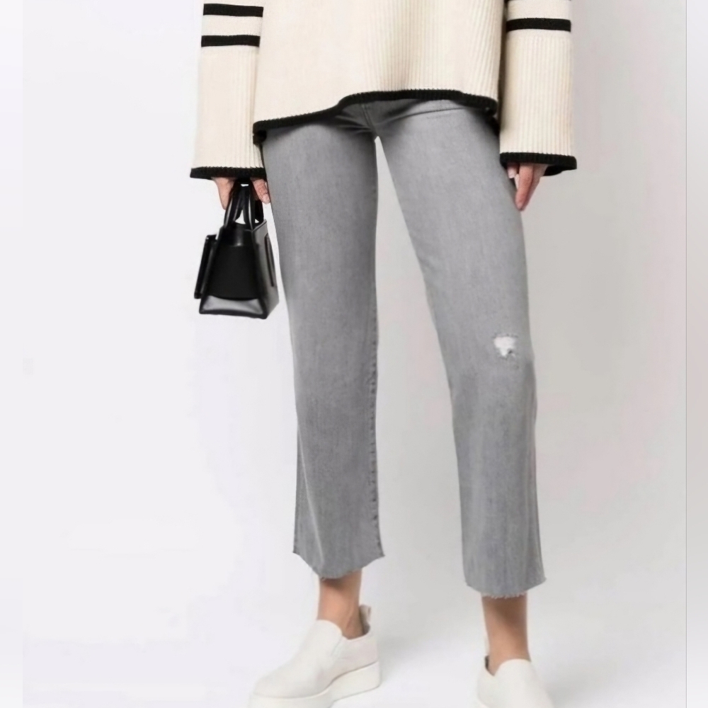 NWT SZ 33 FRAME LE JANE CROP SOMBER GRAY RAW EDGE RARE COLOR